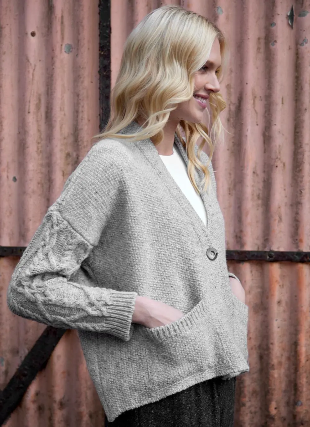 Alpaca Fleck Aran Sleeve Cardigan 